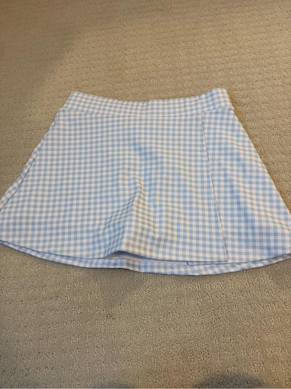 Light Blue Gingham Mini Skirt - Women